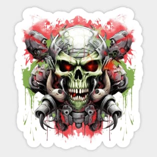 Skull Cyberpunk Cyborg Vaporwave Urban Sticker